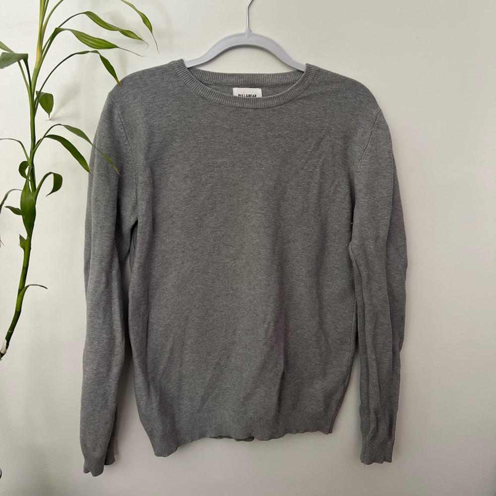 Pull & Bear Medium Gray Knit Crewneck Sweater